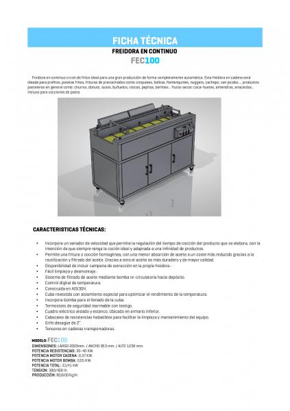 FREIDORA CONTINUA ELCTRICA 100 LITROS