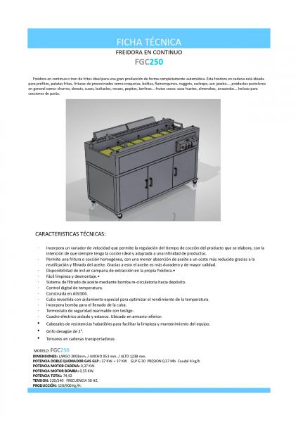 FREIDORA CONTINUA ELCTRICA 150 LITROS